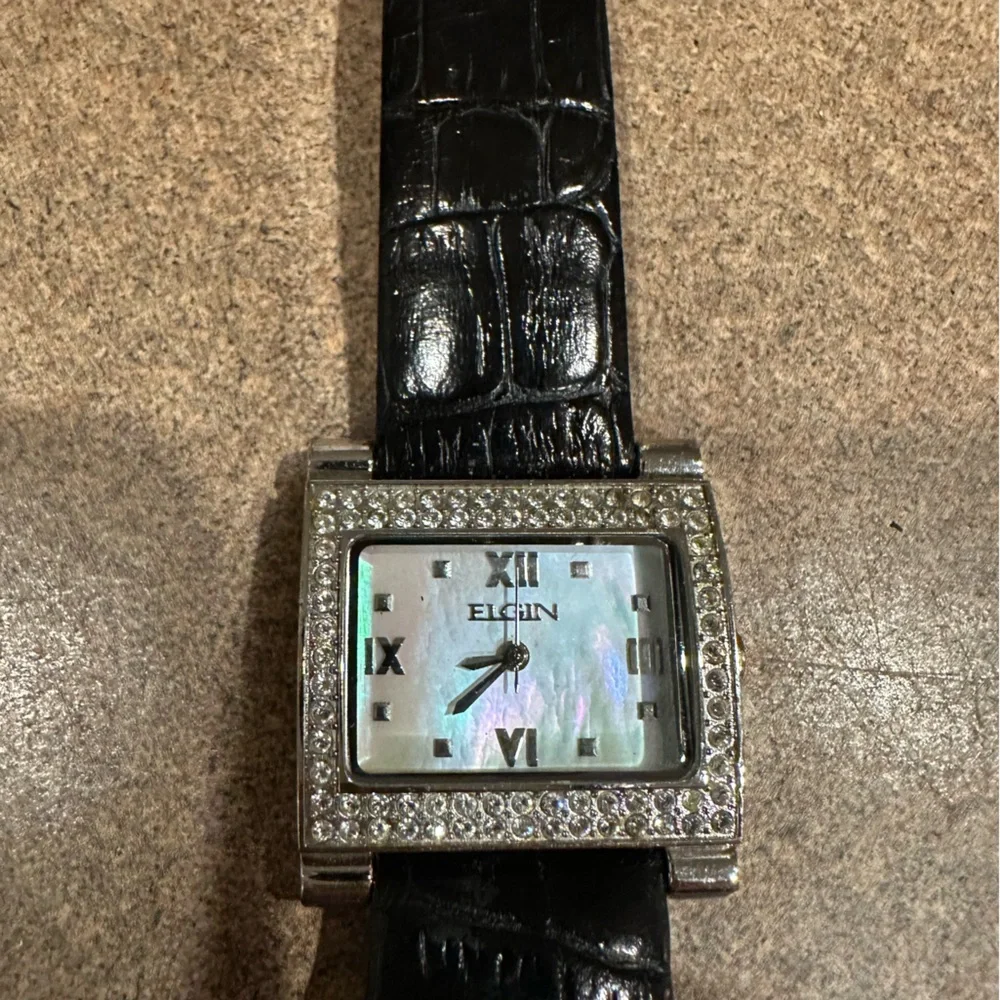 Elgin watch with mother of pearl face